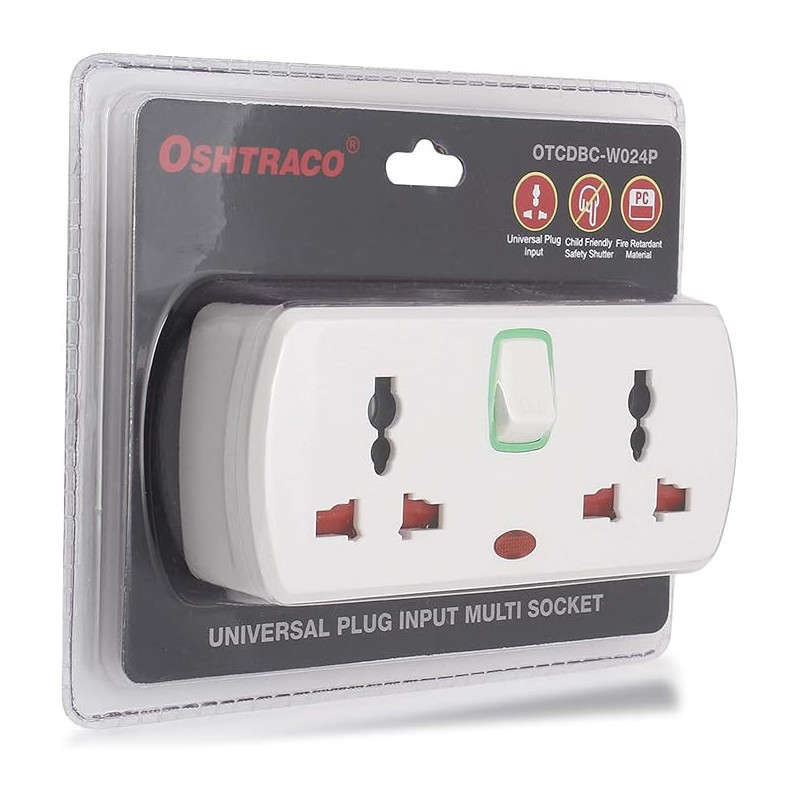 Oshtraco 2 Way Universal Plug Input Multi Socket Outlet With Master Switch