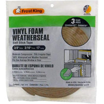 Frost King Vinyl Foam Weatherseal Self Stick Tape