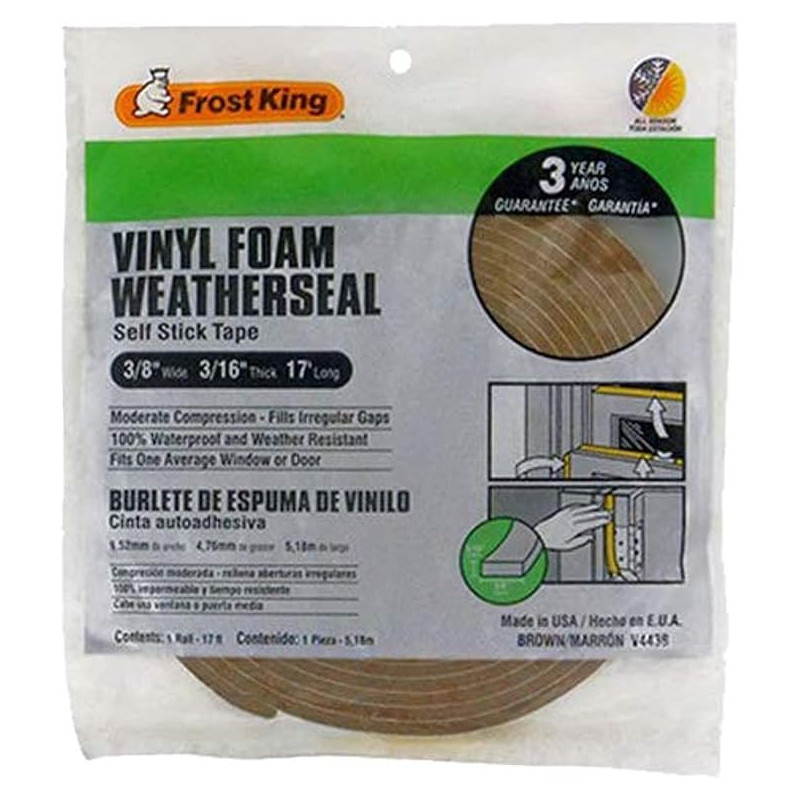 Frost King Vinyl Foam Weatherseal Self Stick Tape