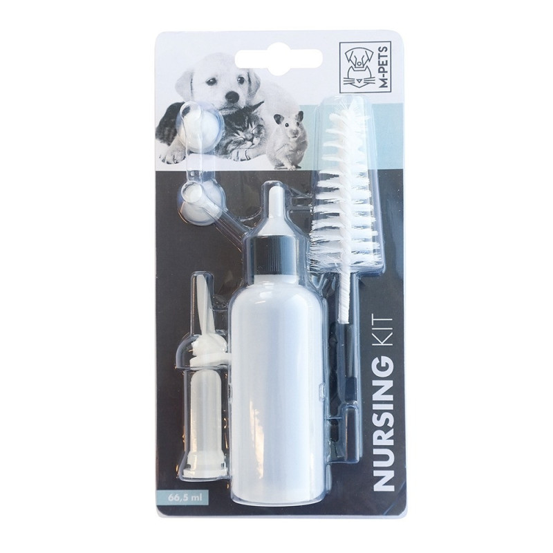 M-Pets Nursing Kit Includes 1 Bottle, 5 Teats And 1 Bottle Brush For Puppy/ Kitten, 66.5Ml