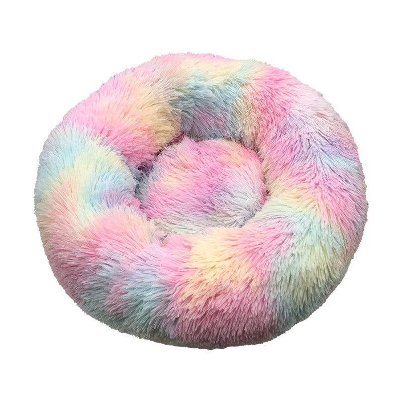 Fofos Tie Dye Donut Pet Bed For Different Types Of Dogs And Cats, Multicolour