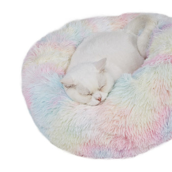 Fofos Tie Dye Donut Pet Bed For Different Types Of Dogs And Cats, Multicolour