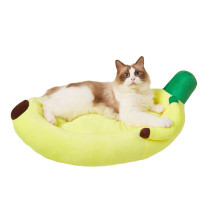 FOFOS Banana Shape Pet Warm Bed is Soft Short Plush, Yellow