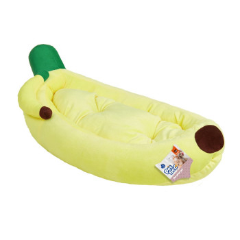 FOFOS Banana Shape Pet Warm Bed is Soft Short Plush, Yellow
