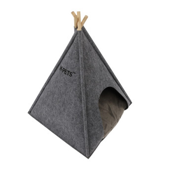 M-PETS Eco Tipi Cat Bed Soft Felt Walls Cushion Pets can Sleep, Grey