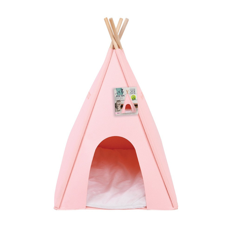 M-PETS Eco Tipi Cat Bed Soft Felt Walls Cushion Pets can Sleep, Pink