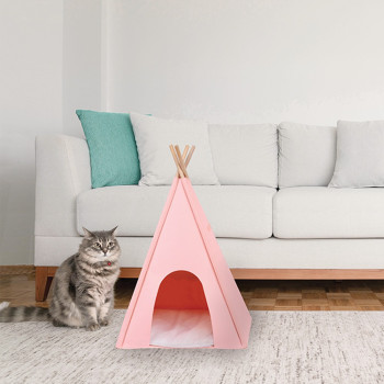 M-PETS Eco Tipi Cat Bed Soft Felt Walls Cushion Pets can Sleep, Pink