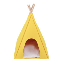 M-PETS Eco Tipi Cat Bed Soft Felt Walls Cushion Pets, Yellow