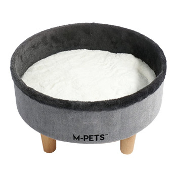 M-PETS Round Elevated Cat Soft Bed for Cats, Grey