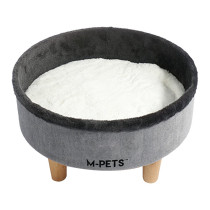 M-PETS Round Elevated Cat Soft Bed for Cats, Grey