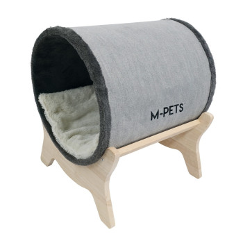M-PETS Tunnel Elevated Cat Bed With Pillow Pad, Grey
