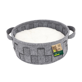 M-PETS Eco Basket And Soft Cushion, 40 x 40 x 15 cm, Grey