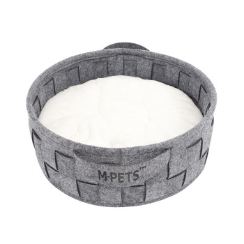 M-PETS Eco Basket And Soft Cushion, 40 x 40 x 15 cm, Grey