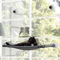 M-PETS Horizon Cat Window Perch Foldable, Black/Grey