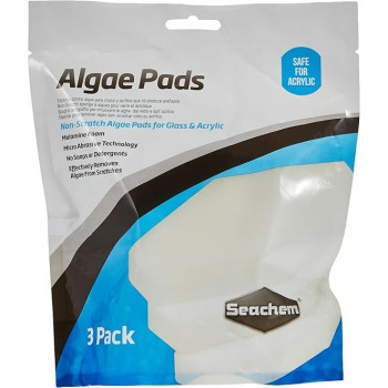 Seachem 18-Piece Algae Pads Clean And Remove Algae From Aquarium Surfaces, White, Pack Of 3