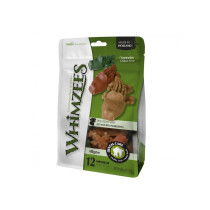 Whimzees Pack Of 12 Alligator Shaped Natural Dog Treat Set, Green/Beige/Brown