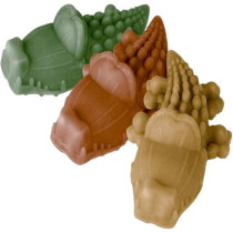 Whimzees Pack Of 12 Alligator Shaped Natural Dog Treat Set, Green/Beige/Brown