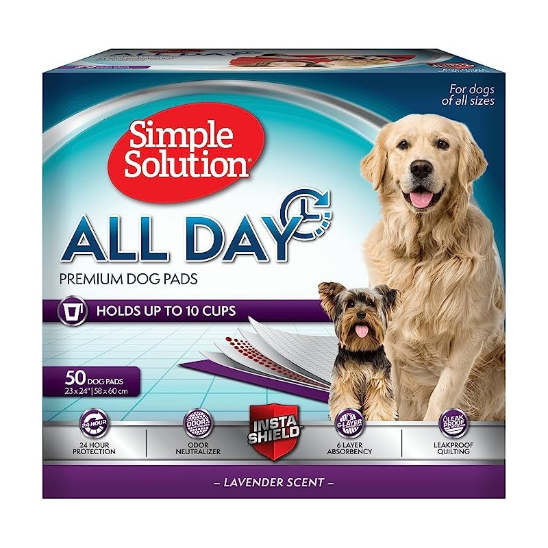 Simple Solution All Day 6-Layer Premium Dog Pads, 23 X 24 Inch, Pack Of 50