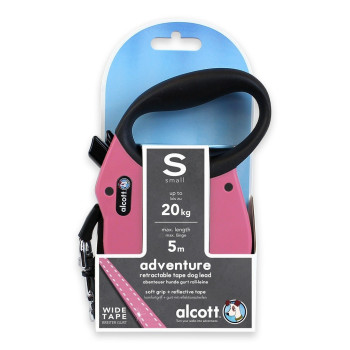 Alcott Mariner Retractable Adventure Leash, Small, Pink, 5M