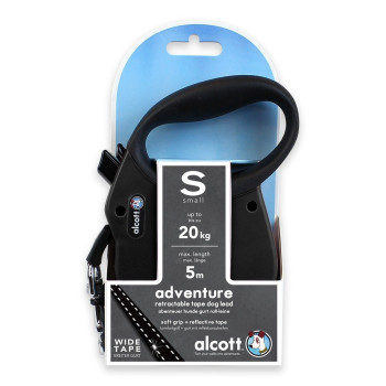 Alcott Mariner Retractable Adventure Leash, Small, Black, 5M