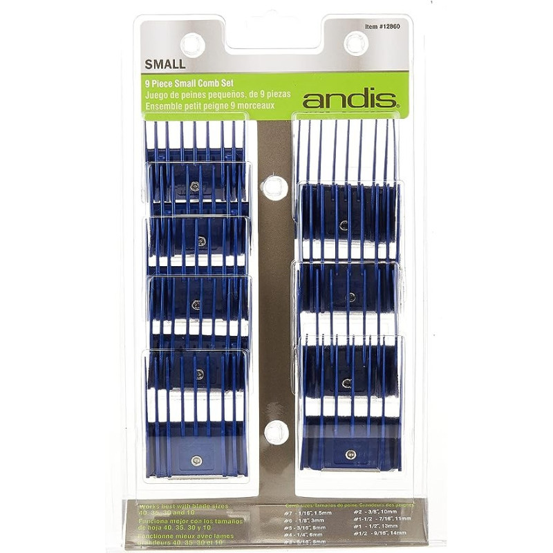Andis Universal Attachment Small Comb 9 Piece Set, Blue, Count, Pack Of 1