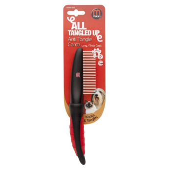 Mikki Dog And Cat Anti-Tangle Shedding Comb, Removes Knots, Matts And Tangles, For Thick Hair Coats, Black And Red