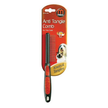 Mikki Dog And Cat Anti-Tangle Shedding Comb, Removes Knots, Matts And Tangles, For Fine Hair Coats, Black And Red