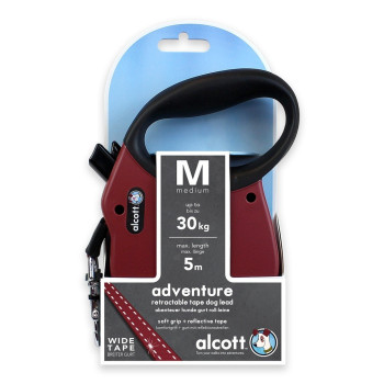 Alcott Mariner Retractable Adventure Leash, Medium, Red, 5M