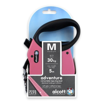 Alcott Mariner Retractable Adventure Leash, Medium, Pink
