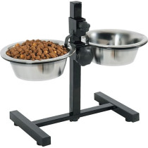 Zolux Adjustable Stand With Stainless Steel Dog Bowls, 700 ml