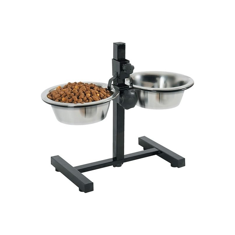 Zolux Adjustable Stand With Stainless Steel Dog Bowls, 700 ml