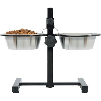 Zolux Adjustable Stand With Stainless Steel Dog Bowls, 700 ml