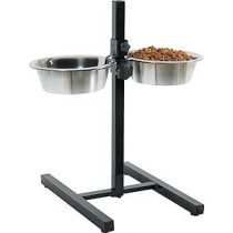 Zolux Adjustable Stand With Stainless Steel Dog Bowls, 1.5 L