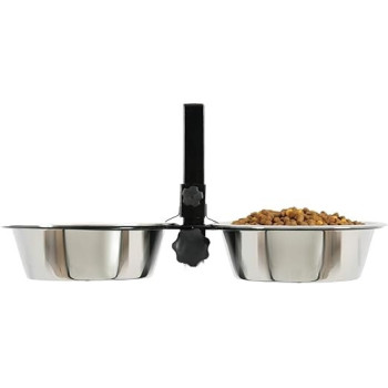 Zolux Adjustable Stand With Stainless Steel Dog Bowls, 1.5 L