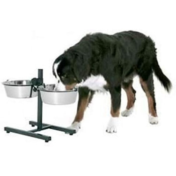 Zolux Adjustable Stand With Stainless Steel Dog Bowls, 1.5 L
