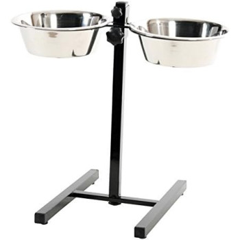 Zolux Adjustable Stand With Stainless Steel Dog Bowls, 2.5 L