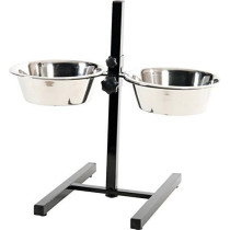 Zolux Adjustable Stand With Stainless Steel Dog Bowls, 2.5 L