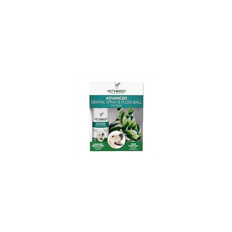 Vet's Best Advanced Dental Spray And Floss Ball For Dogs, White, 120 ml