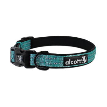 Alcott Adventure Dog Collar With Reflective Stitching And Neoprene Padding, Large, Blue