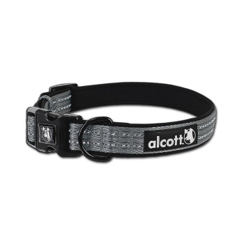 Alcott Adventure Dog Collar With Reflective Stitching And Neoprene Padding, Grey, Large