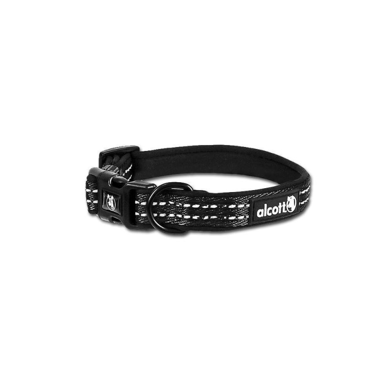 Alcott Adventure Dog Collar With Reflective Stitching And Neoprene Padding, Small, Black