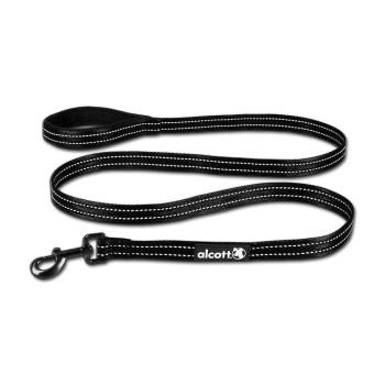 Alcott Adventure Dog Leash With Reflective Stitching And Neoprene Padded Handle, Medium, Black