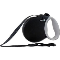 Alcott Adventure Retractable Reflective Belt Leash, 10 Feet Long, Extra Small For Dogs Up To 25 Lbs, Black With Grey Soft Grip Handle