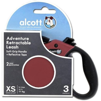 Alcott Essentials Retractable Adventure Leash, Extra Small, Red