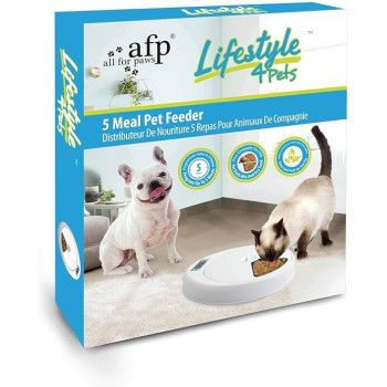 Afp All For Paws Lifestyle 5-Meal Automatic Pet Feeders Cat And Dog, 7.62Kg