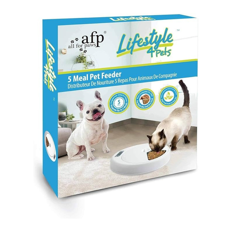 Afp All For Paws Lifestyle 5-Meal Automatic Pet Feeders Cat And Dog, 7.62Kg