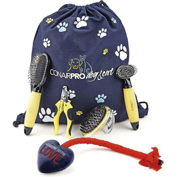 Conair Pro Puppy Grooming Starter Kit Tools Like Slicker Brush, Comb, And Nail Clippers