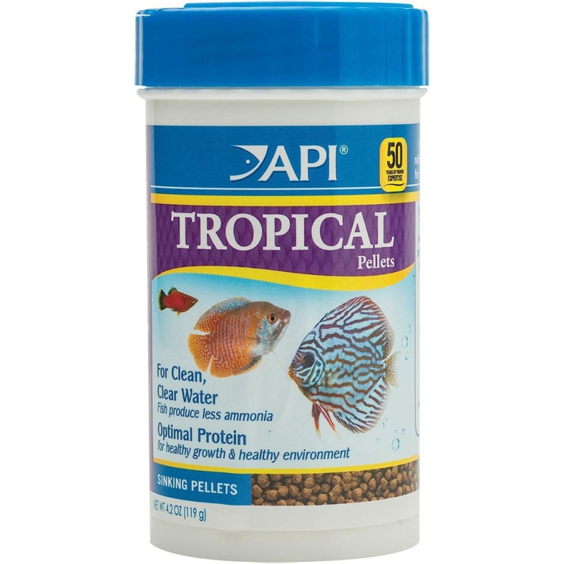 Api Tropical Sinking Pellets Fish Food Optimal Protein For Healthy Growth, 119 Gram