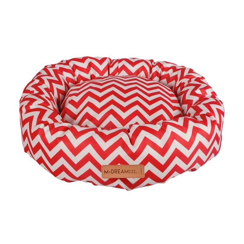M-Pets Tasmania Round Cushion For Your Pet Red/White, 55Cm