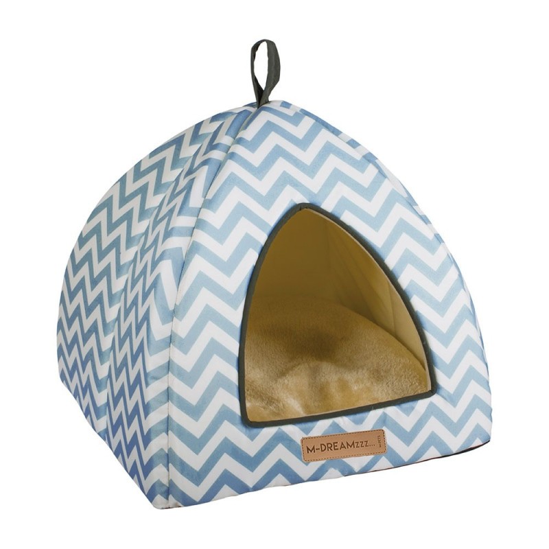 M-Pets Tasmania Tipi Bed For Your Pet, Blue/White, L40 x W40 x H35Cm